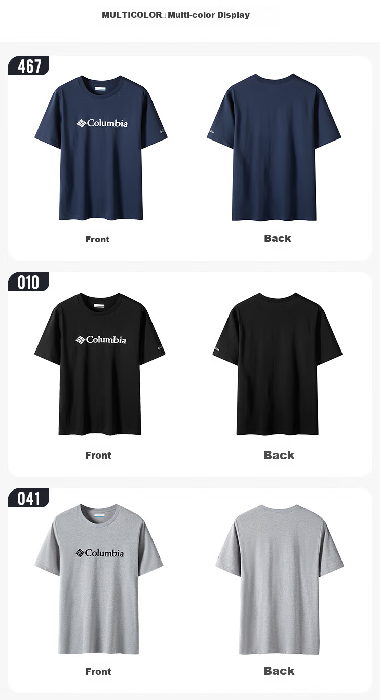 Columbia Men's T-Shirt 26 Spring Summer Outdoor Casual Sports Comfortable Cotton Breathable Short Sleeve AE8963 011 26