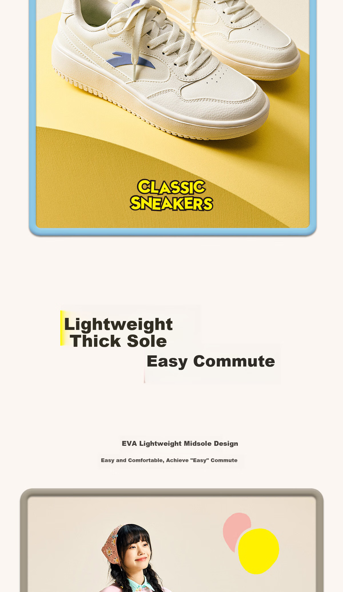 ANTA Lightweight | Skateboard Shoes, Lightweight And Flexible Women's Shoes, Summer Breathable Couple's White Sneakers, Thick-Soled Wear-Resistant Height-Increasing Casual Shoes 8
