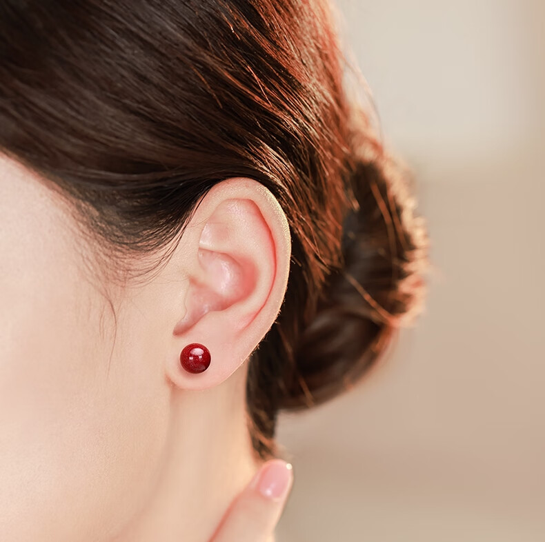 GLTEN Cinnabar Pure Silver Stud Earrings for Women, New Style Ear Jewelry, Birthday Gift for Ladies, Anniversary Present for Girlfriend Or Wife 4