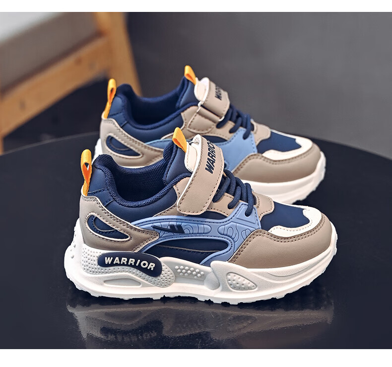 Warrior Girls' Sports Shoes Spring and Autumn Magic Tape Lightweight Children's Running Shoes WZ(CL)-0831 Gray/Purple Size 32 5