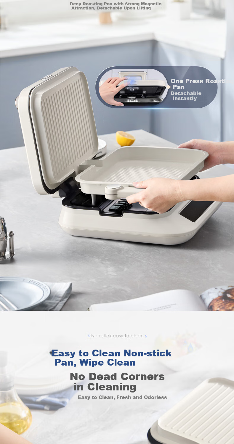 Morphyrichards Electric Griddle, Zero Fluorine Titanium Ceramic Ultra-Wear Resistant Pancake Maker for Home Breakfast, Detachable Upper And Lower Parts, Enlarged And Deepened Double-Sided Heating Electric Crepe Pan, MR8601A 19