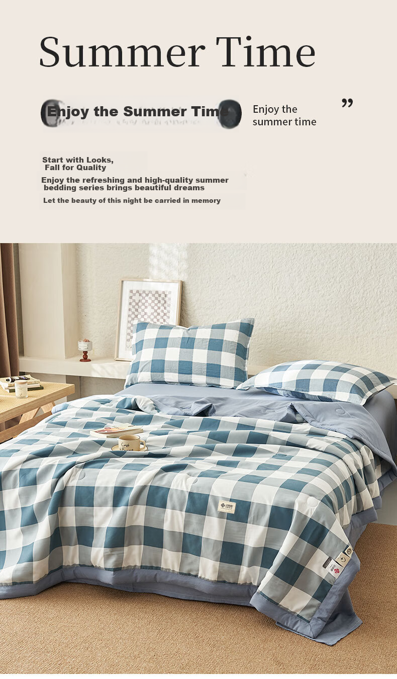 Grace A-Type 100% Xinjiang Cotton Summer Quilt, Air Conditioning Quilt, Washable Summer Cool Quilt, Thin Double-Size Comforter for Summer, 180*220cm 3