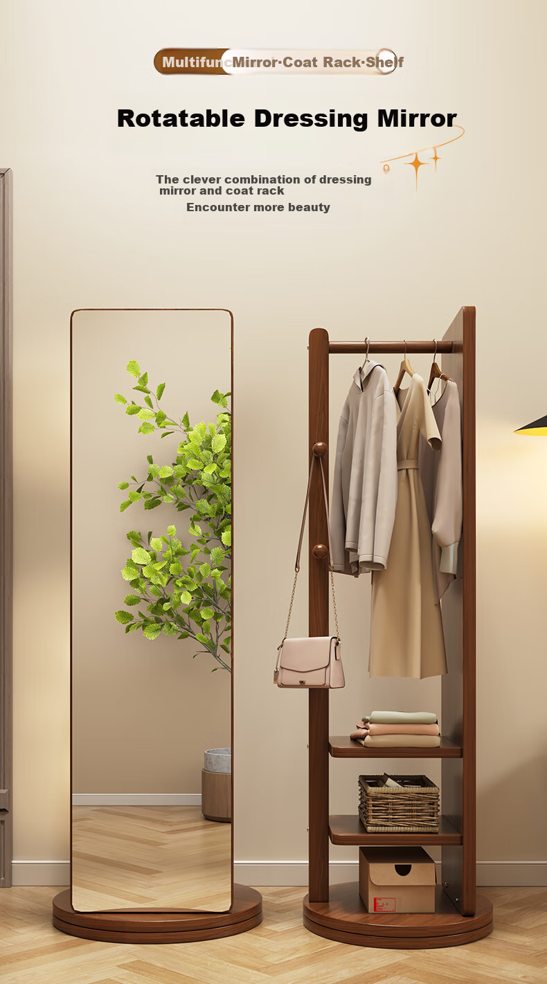 Chibailun Full-Length Mirror, Rotatable Floor Mirror for Home Use, Bedroom Multi-Functional Clothes Rack And Dressing Mirror 1