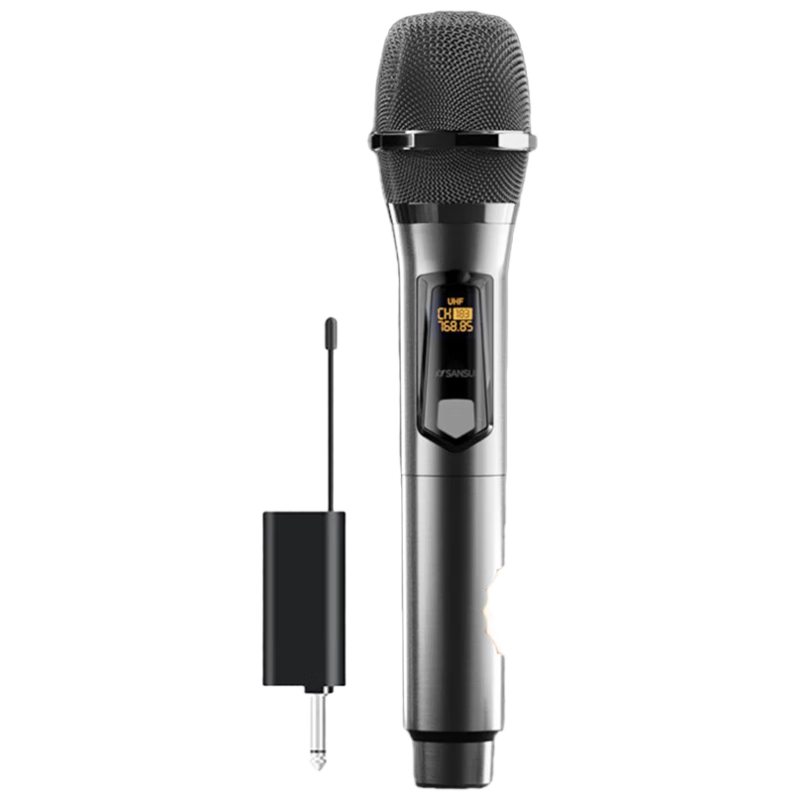SANSUI Rechargeable Wireless Universal Microphone for Stage Professional Home KTV Karaoke Singing Speaking Meetings Outdoor Audio Speaker TV Car Universal U7 Black