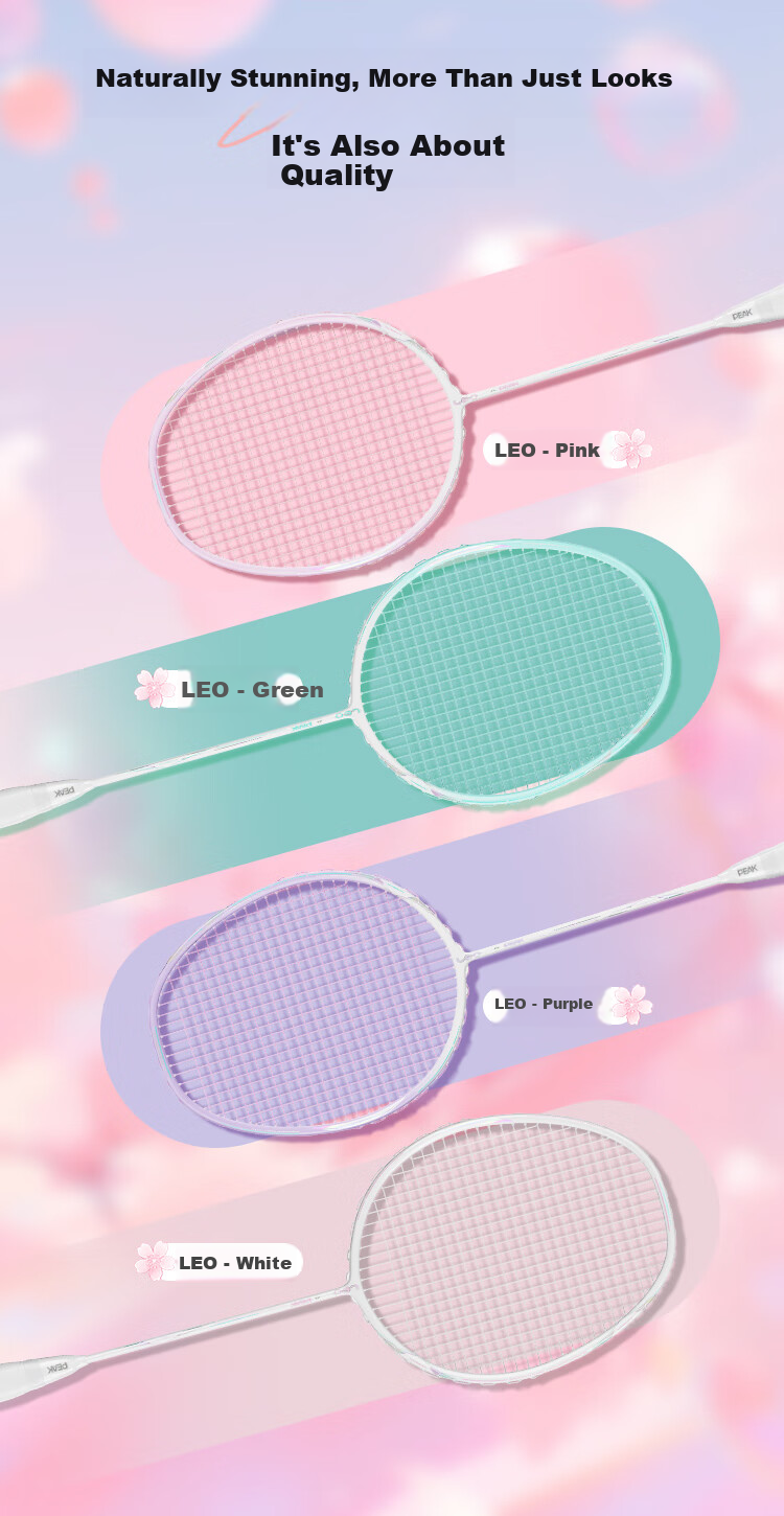 PEAK Badminton Racket, Full Carbon Fiber Single Racket, High Tension 5U Professional Competition Racket, Ultra-Light And Durable Carbon Fiber Racket 10