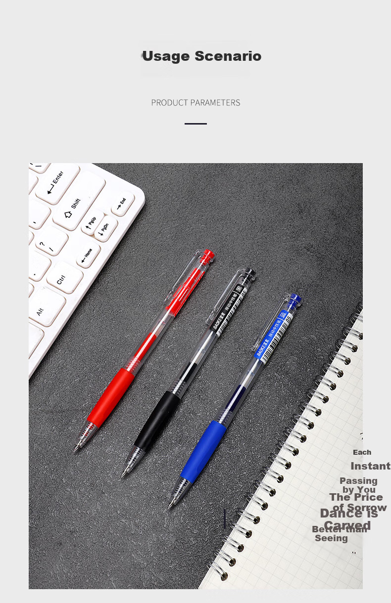 BAOKE PC5018 Retractable Gel Pen, Bullet Tip 0.5mm, Simple Student Pen, Black, 24 Pens/box 7