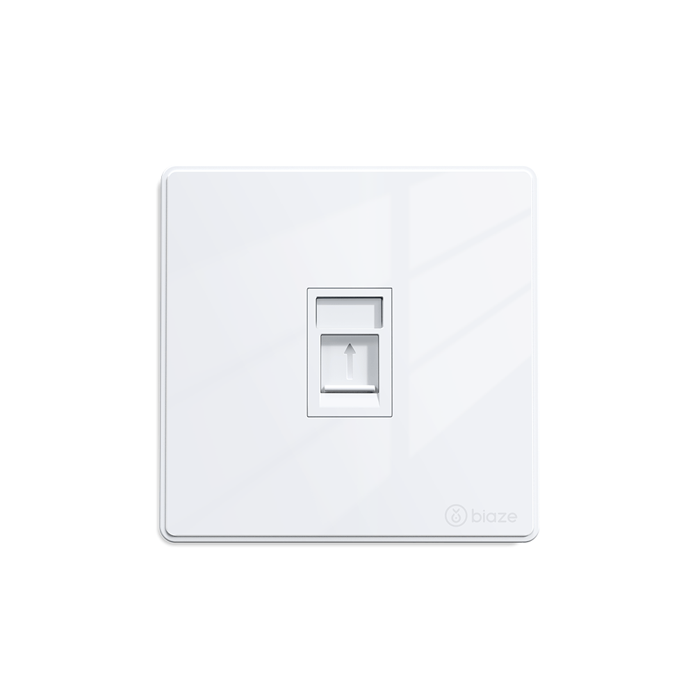 BIAZE Network Panel Telephone Wall Socket Network Cable Box Flush Mount Computer Information Module Compatible with Cat5e/6/7 Modules Thickened 86 Type with Label Slot Single Port