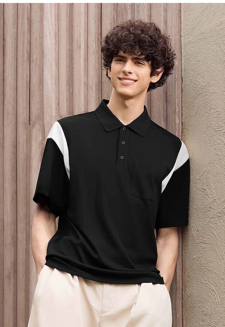 Semir POLO Shirt for Men, Cool-Feeling Antibacterial Short-Sleeve T-Shirt, Contrasting Color Spliced Top, Summer Fashion, 109325115103 4