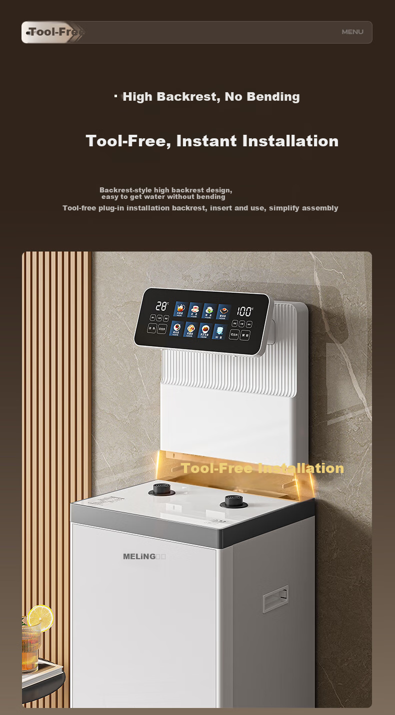 MeiLing Water Dispenser with Integrated Cabinet, Bottom-Mounted High-End Office Use, Steam Spray Tea Brewing, Multi-Temperature Adjustment, Smart Voice Control, Remote Control Tea Bar Machine 8977pro (Dual Coupling Model) 10