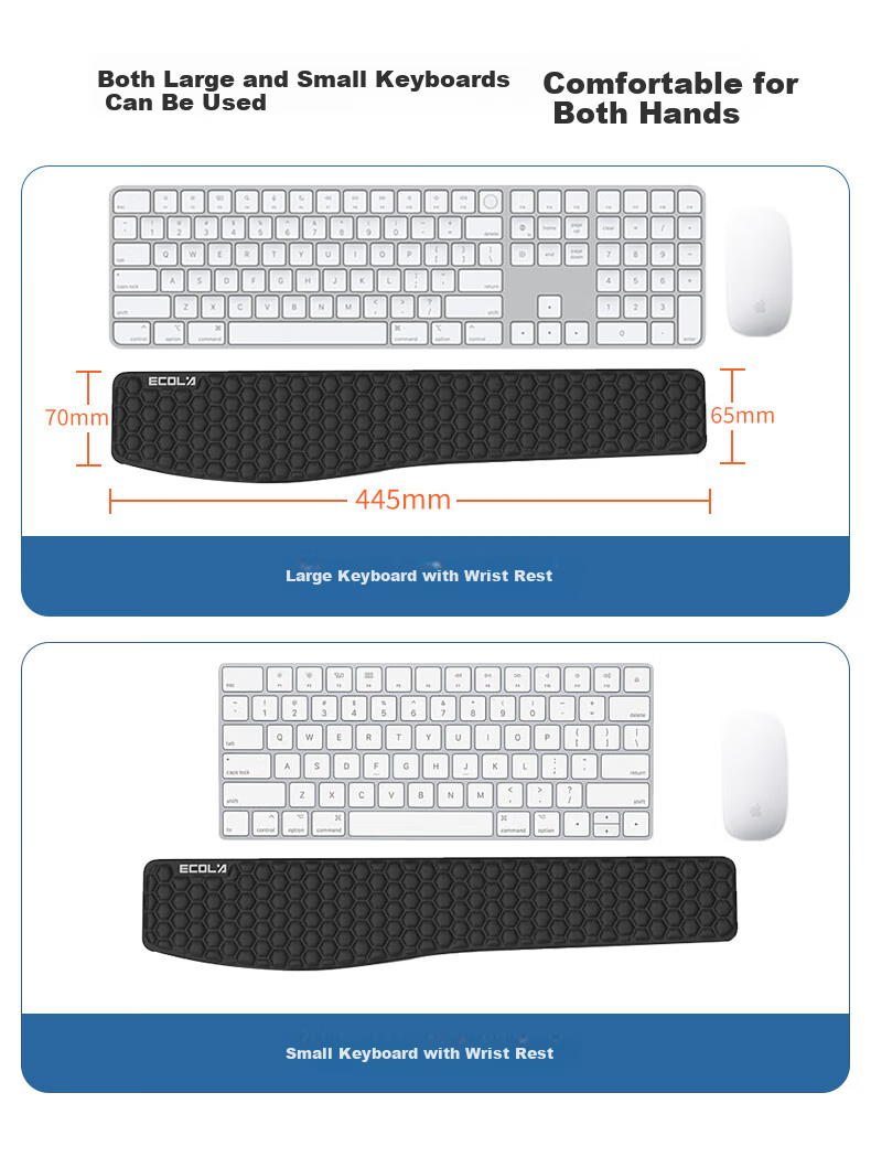ECOLA 3D Textured Massage Gel Pad, Breathable Soft Comfortable, Antibacterial Rebound Memory Foam, Ergonomic Wrist Rest Keyboard Pad 6