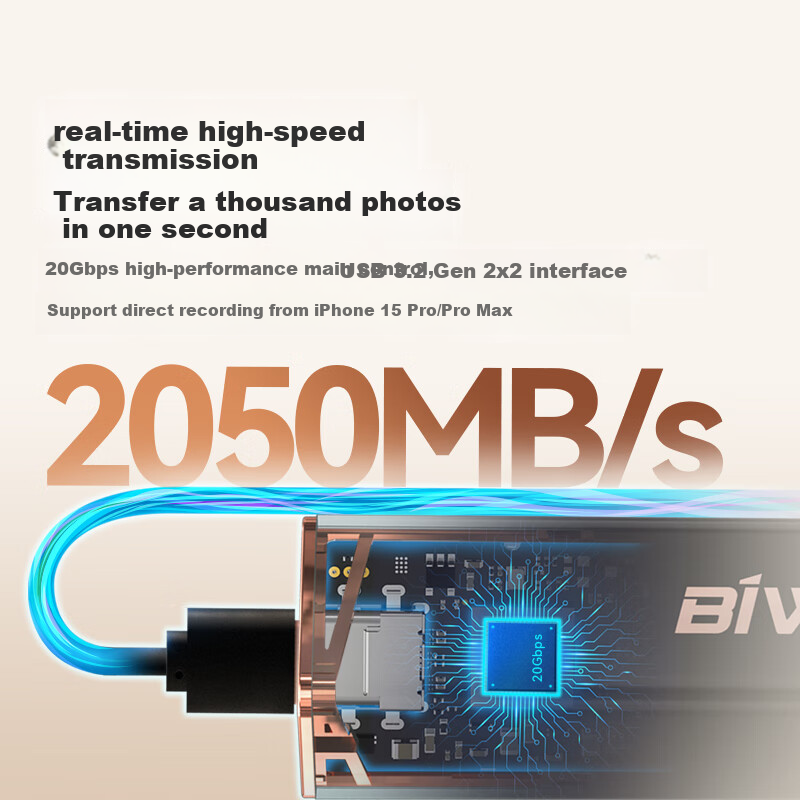 BIWIN 1TB Portable Solid State Drive (PSSD), PD2000 Series, Lilac Purple, Read Speed 2050MB/s, Type-C (USB3.2) Interface, Compatible with Mobile Phones And Computers, External Use