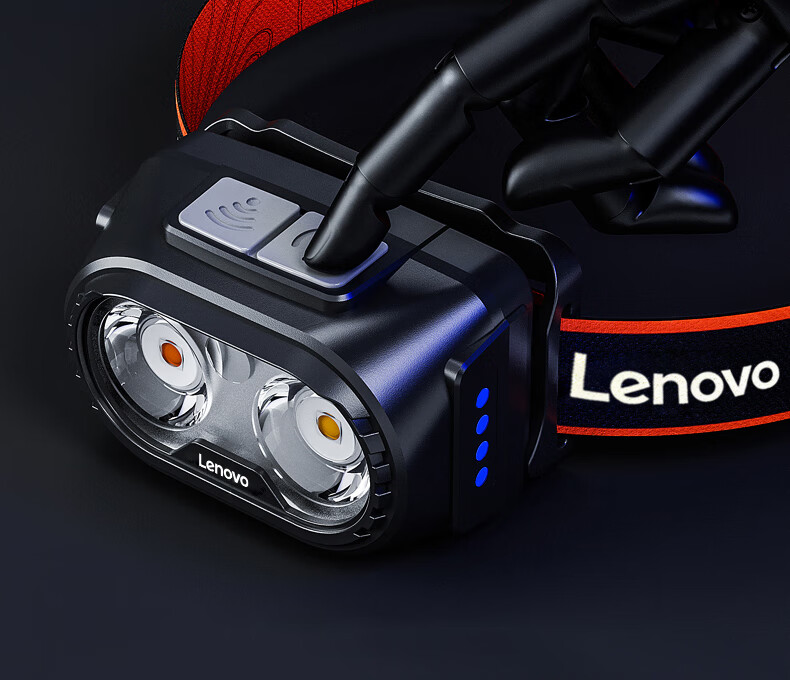 Lenovo Headlamp High Brightness Long Battery Life Rechargeable Outdoor Night Fishing Sensor Waterproof Work Mining Lightweight Head-Mounted Light 12