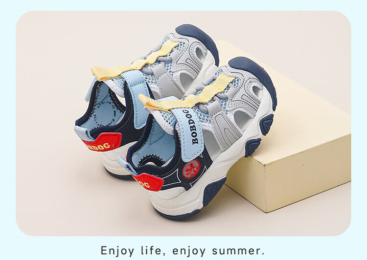 Babu Bean Boys' Summer Breathable Toddler Sandals 105352019 Navy Blue/Light Moon Size 25 4