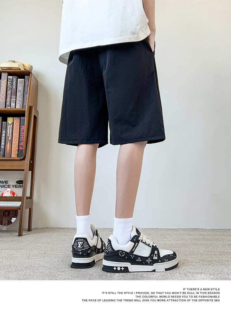 SWAMP AREA Ice Silk Shorts for Men, Summer Quick-Dry Breathable Versatile Casual Sports Knee-Length Pants D1102 Black 3XL 5