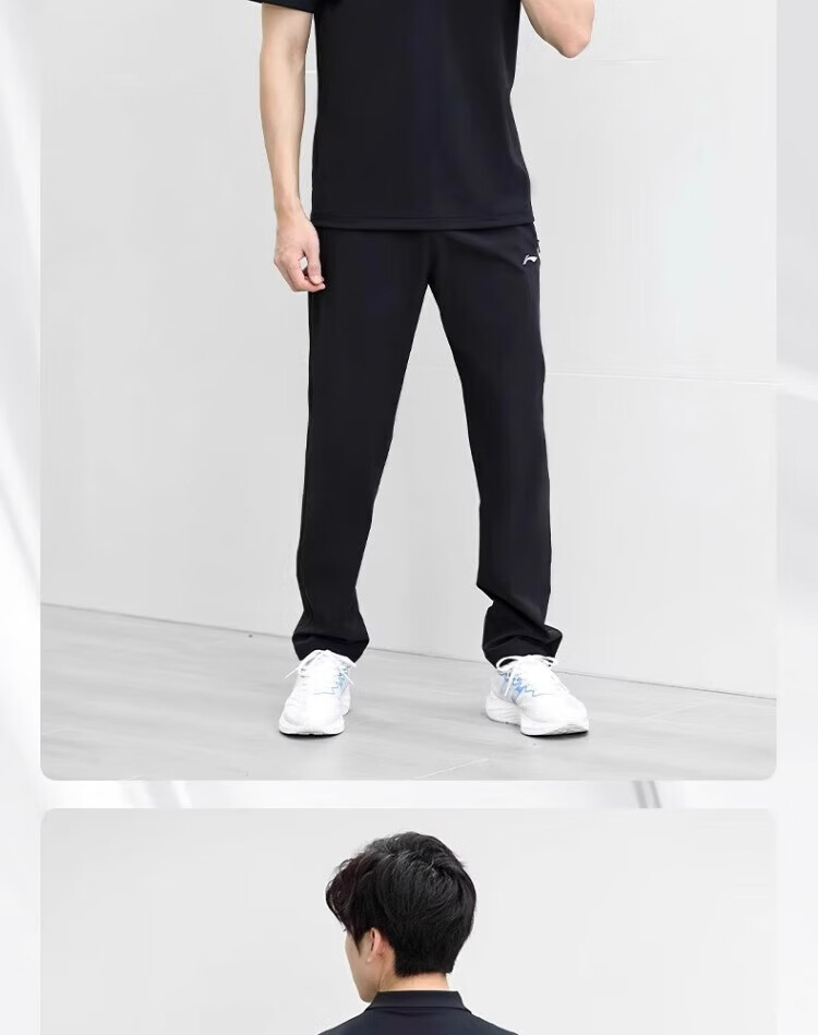 LI-NING Men's Sports Polo Set Quick-Dry Short Sleeve and Long Pants Two-Piece New Ice Silk Loose Casual Top and Pants 19