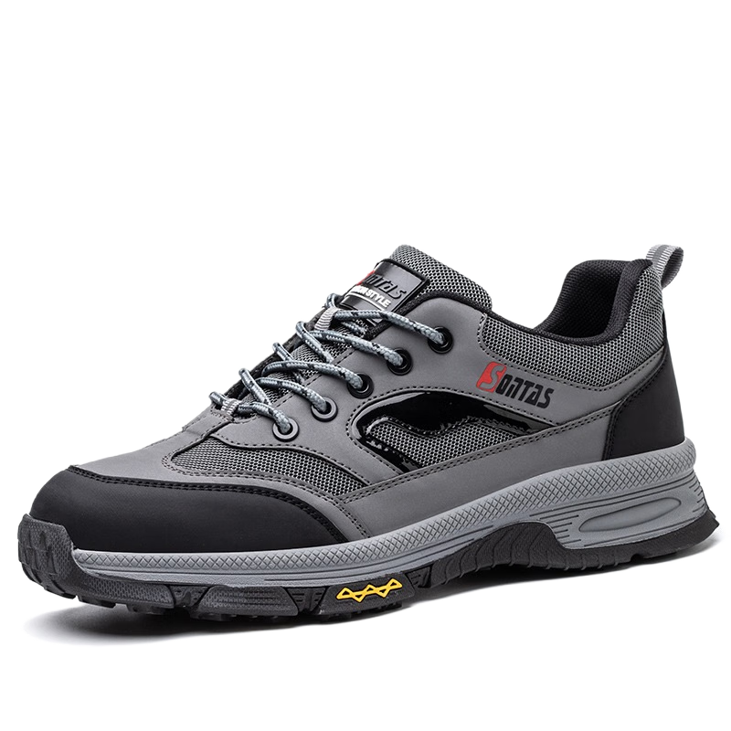 SONTAS Men's Summer Breathable Safety Shoes Anti-Smash Anti-Puncture Steel Toe Lightweight Soft Work Insulated Comfortable Ultra-Light Gray All-Season - Anti-Smash Anti-Puncture Insulated 6kV Size 42