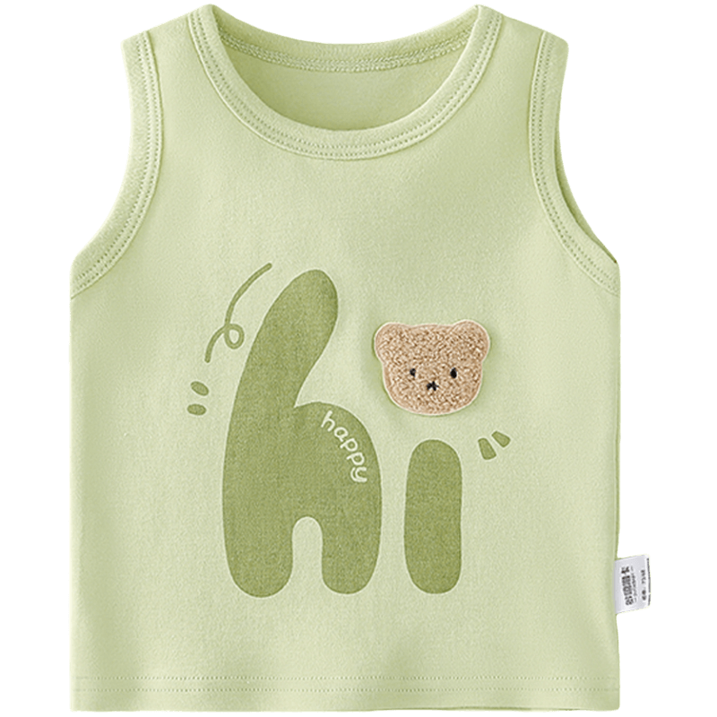 Doxiluka Kids Lightweight Breathable Sleeveless Tank Top Unisex Baby Homewear Vest Green Hi Bear Size 100