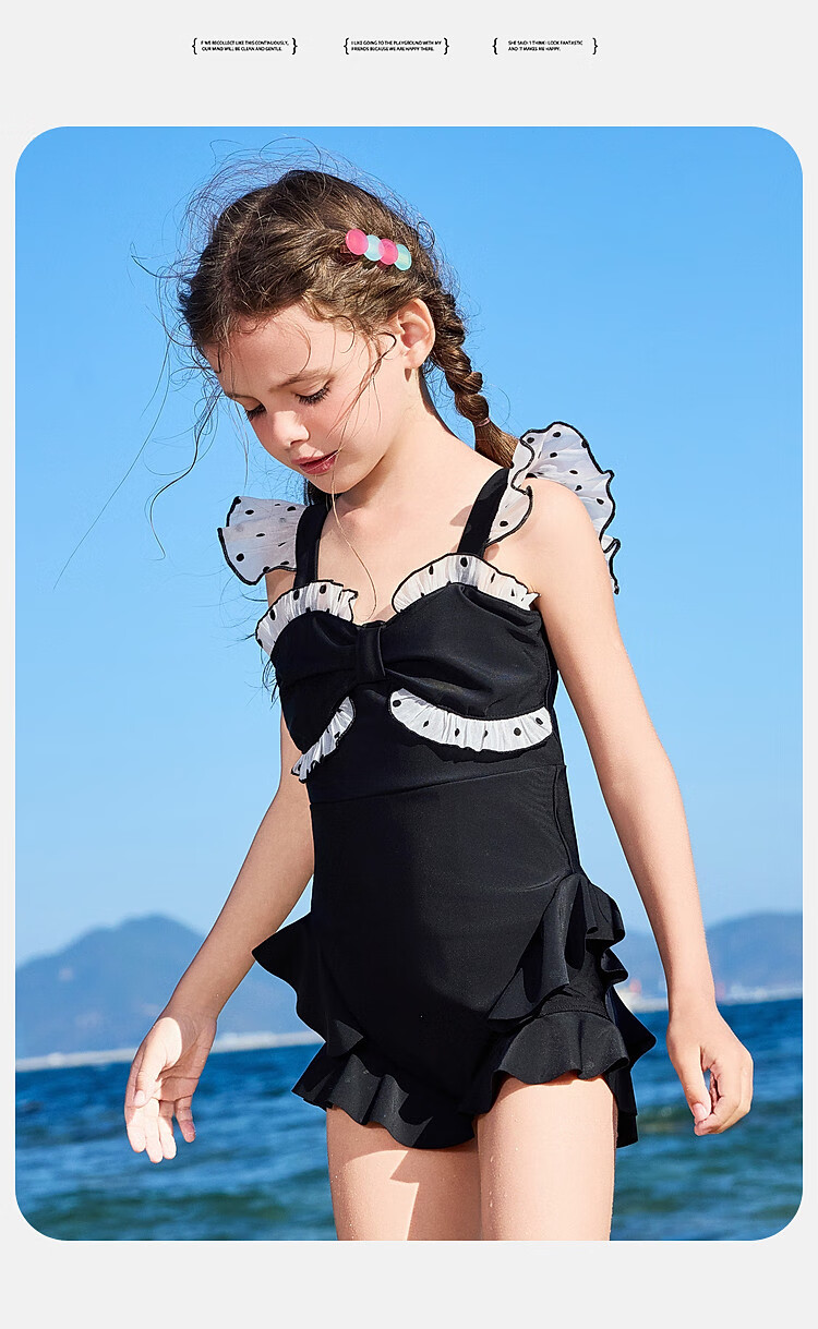 ASK JUNIOR Kids Swimsuit with Swim Cap Summer Girls' One-Piece Polka Dot Swim Dress for Beach Vacation 13