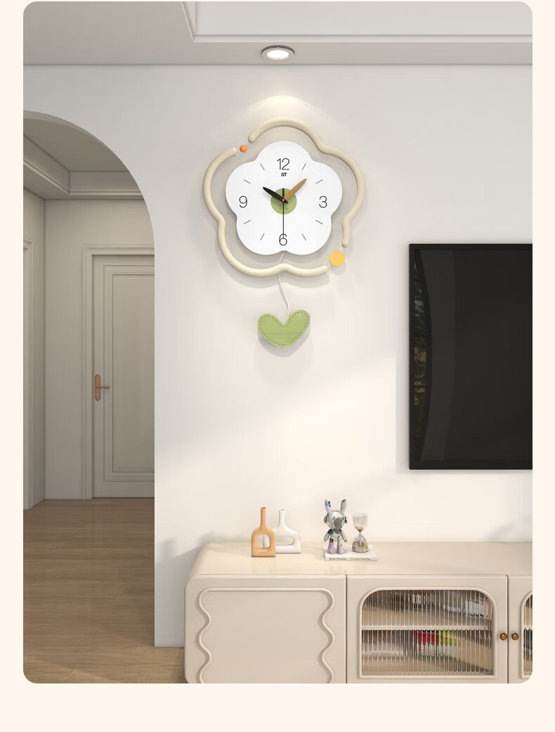 Jiujuda 2026 New Home Wall Clock Minimalist Modern Cream Silent Clock High-End Creative Living Room Wall Clock 5