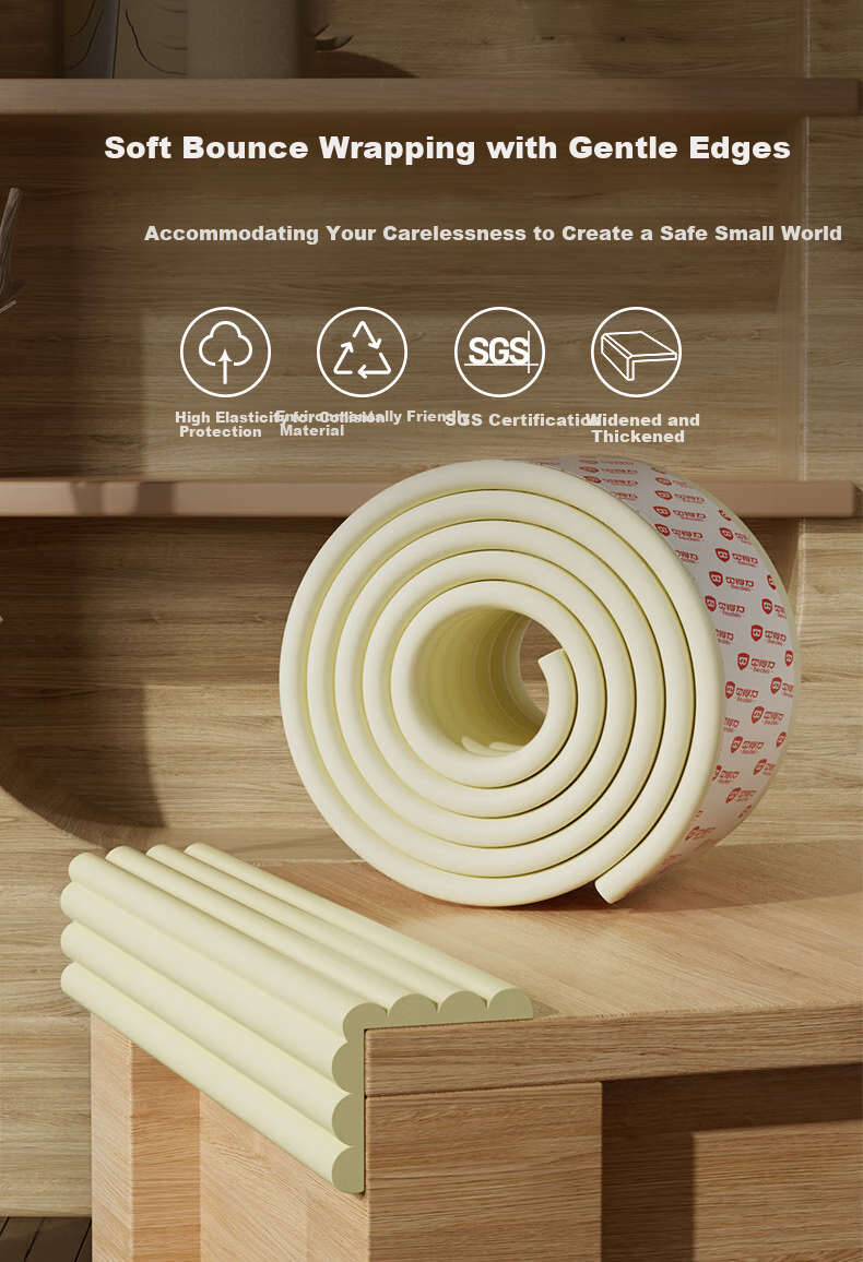 BEIDELI Multifunctional Anti-Collision Strip for Baby Furniture, Cabinet Corner Guard, Protective Edge Strip, No Glue Required, W-Shaped White, 4 Meters 1