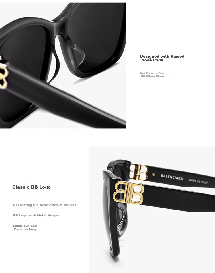 BALENCIAGA Parisian House Kailun Sunglasses, Square And Round Cat Eye Frame, Sunglasses for Men And Women, Gift BB0102SA-001 3