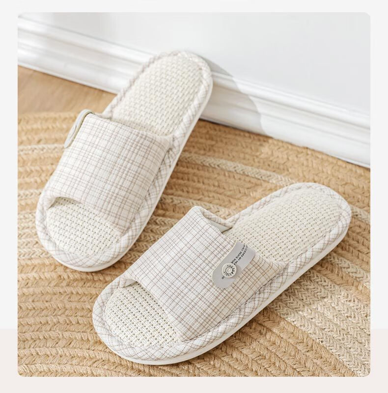 Huameijianbu Linen Slippers, Non-Slip, Couple's Home Indoor Soft-Soled Cotton Linen Floor Slippers, HM6130, Pink, Size 40-41 18