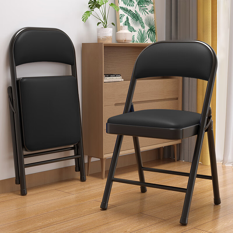 Yimo Folding Chair, Backrest Chair, Portable Dining Chair, Computer Chair, Home Stool, Dormitory Study Chair, Conference Training Office Chair, Black