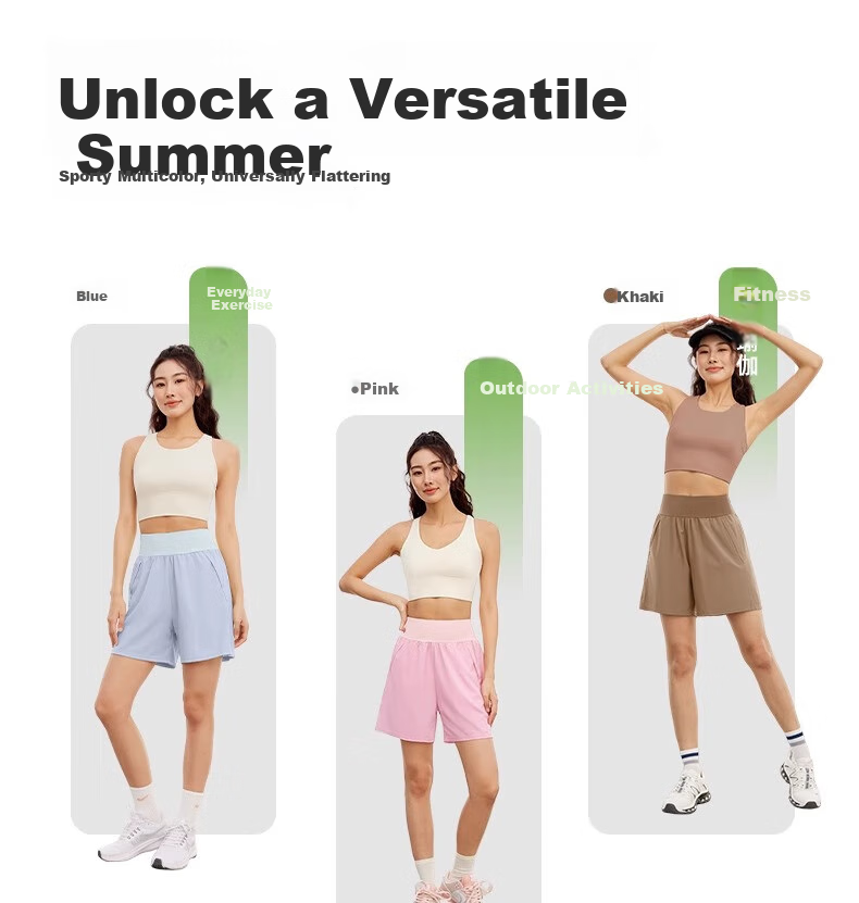 NEVER ME Women's Sports Pants, Casual Shorts, High-Waisted Tummy Control, Loose-Fitting, Breathable, Quick-Drying, Running, Fitness, Boxing Pants, Summer 8