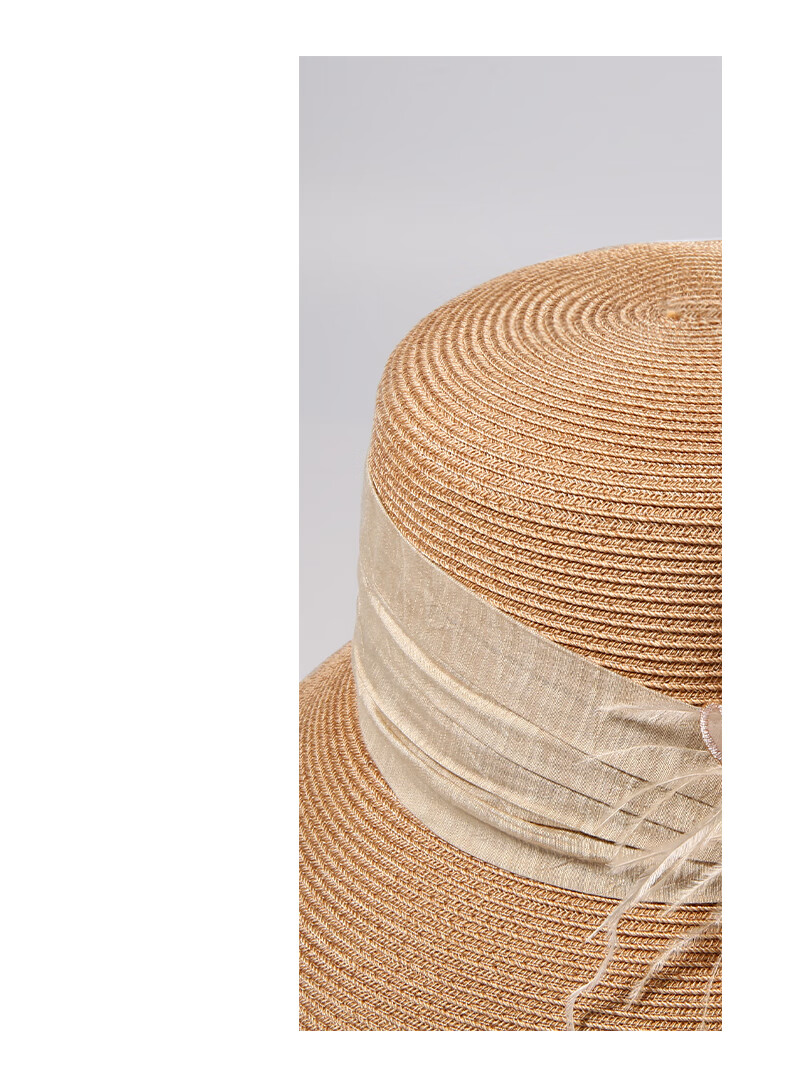 CACUSS Women's Summer Straw Hat Beach Sunshade Elegant Luxury French Style Woven Sun Hat Yunran 9