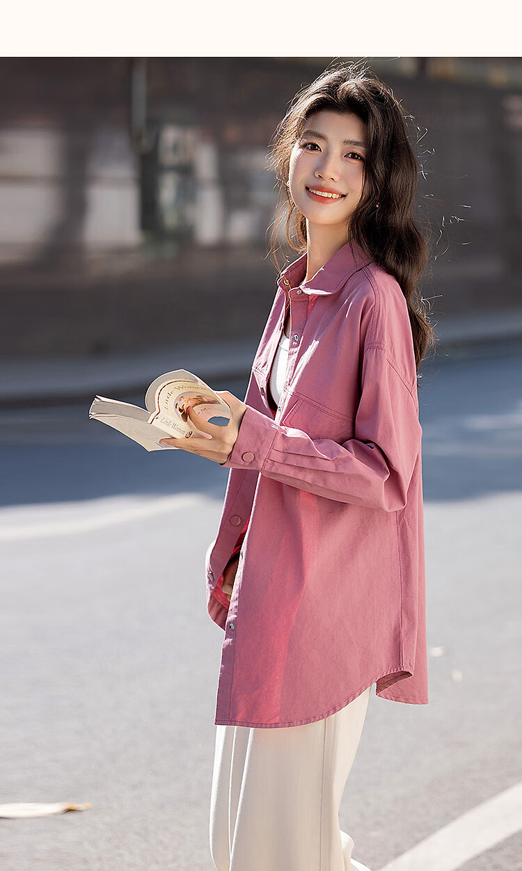 Dme [Pure Cotton Romantic Chronicles] Autumn Dopamine Three-Dimensional Collar Lapel Shirt, Relaxed Fit Blouse, Women's Top 11