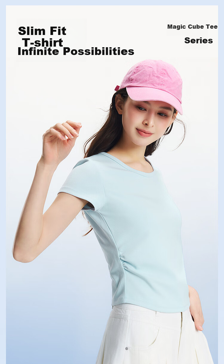 Semir Women's Short Sleeve T-Shirt, Fitted Round Neck, Inner Wear, Summer Cool Waist-Cinching V-Neck Top, Hot Girl Style, 109326100003 2