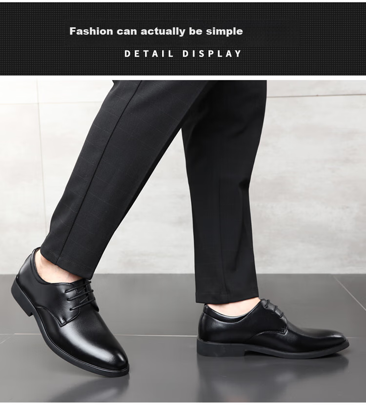 Poitulas Men's Lace-Up Business Casual Leather Shoes, Hollow Breathable Formal Shoes, 6858 Black (Sandal), Size 44 3