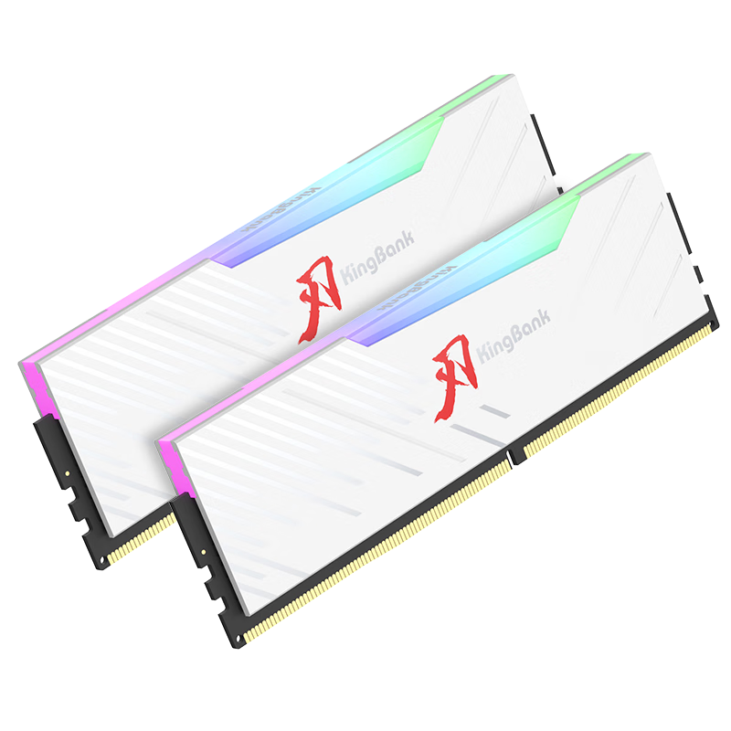 KINGBANK 32GB (16GB X 2) Kit, DDR5 6000 Desktop Memory Module, Hynix A-Die Chips, White Blade RGB Light Bar, C28, AI Computer Accessory