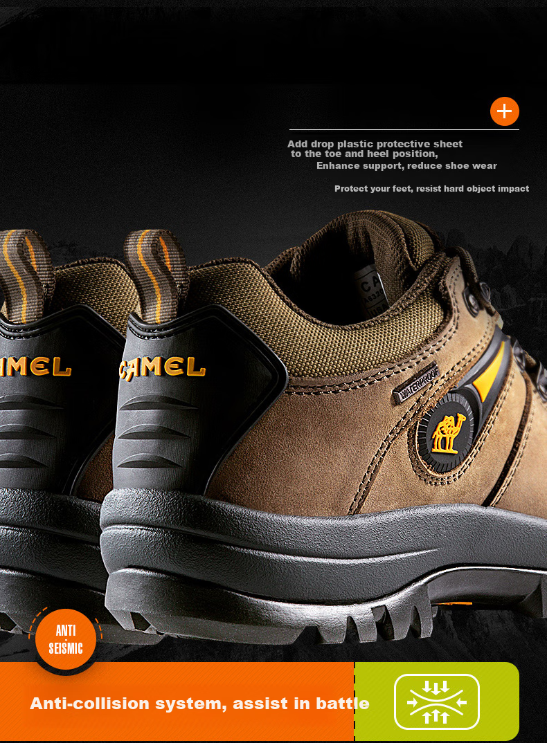 CAMEL Outdoor Hiking Shoes for Men, Durable Trekking Shoes, Cowhide Outdoor Footwear A63202a6015 Brown Size 42 3