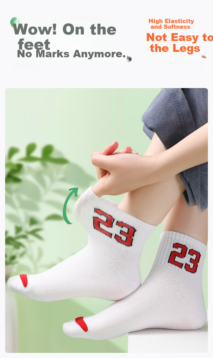 LangSha Children's Socks, Boys' Spring And Summer Thin Mesh Breathable Mid-Calf Student Socks, Digital Combination (5 Pairs) 9