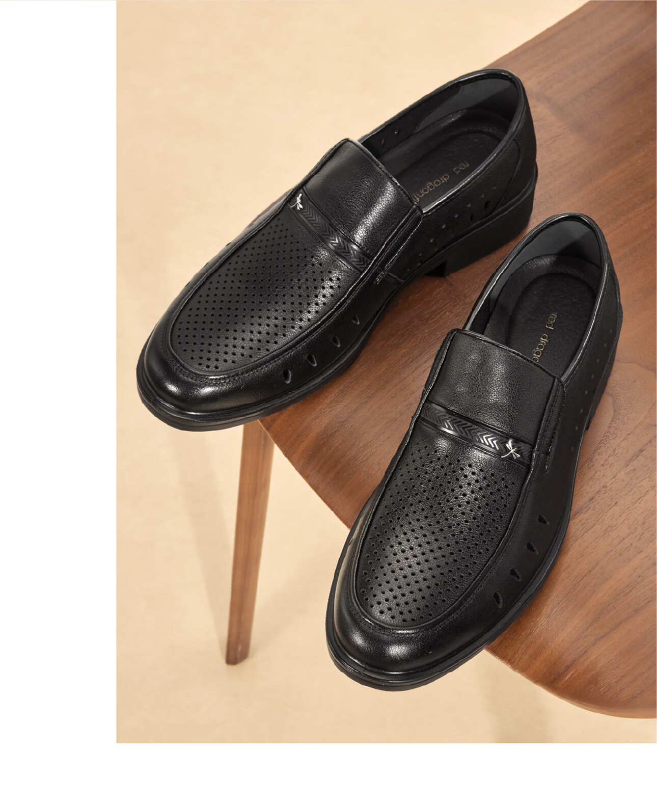 RED DRAGONFLY Men's Business Leather Shoes, Commuter Soft-Soled Dad Shoes, Slip-On Men's Casual Shoes, WTA43335, Black, Size 38 3