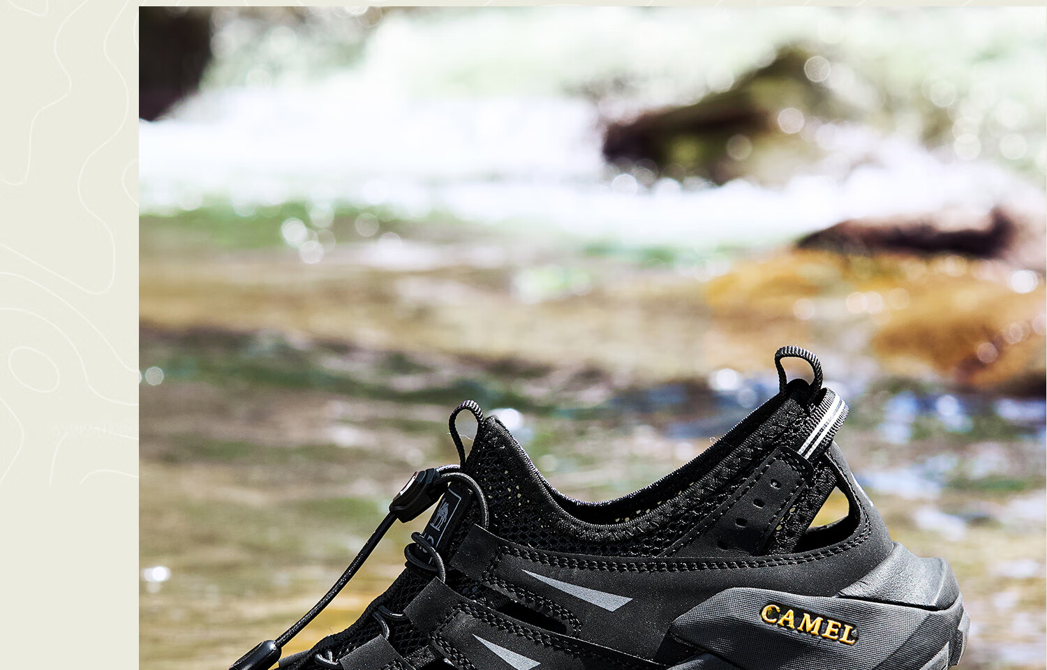 CAMEL Lightweight Breathable Slip-On Comfortable Soft Elastic Urban Outdoor Hiking Sandals Men G15M342010 Green/Black Size 44 23