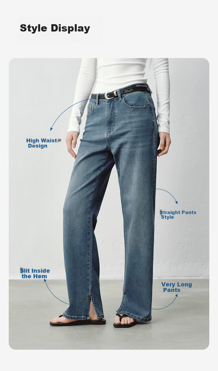 JD Original Jeans for Women, Spring 2026, High-Elastic Slimming Draping Fashion Loose Women's Trousers, Black Extended M 7