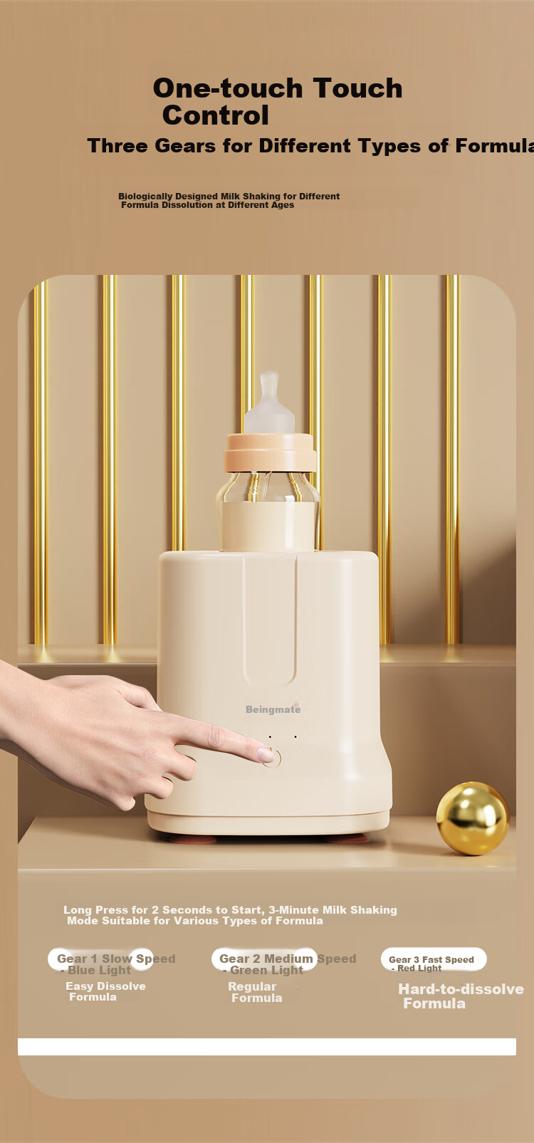 Beingmate Baby Milk Shaker, Electric Infant Formula Mixer, Portable Milk Preparation Device, Smart Adjustable Fully Automatic Milk Shaker 5