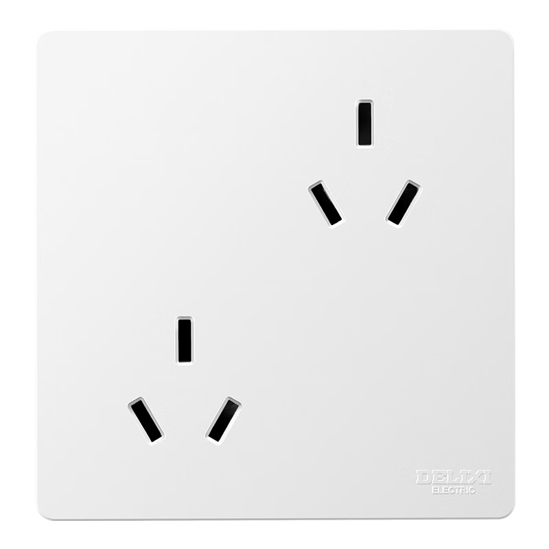 DELIXI Switch Socket, Slanted Six-Hole 10A Socket, Double 3-Hole Offset Socket, 86-Type Socket Panel, White
