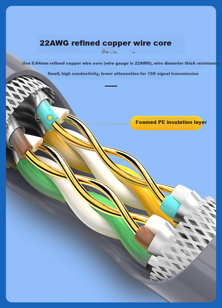 CHOOSEAL (CHOSEAL) Cat8 10G Double-Shielded Engineering-Grade E-Sports Level 0.64mm CAT8 High-Speed Network Cable, 40G Pure Copper Core POE Power Supply Home Security Box Cable, 25 Meters QS2680A 5