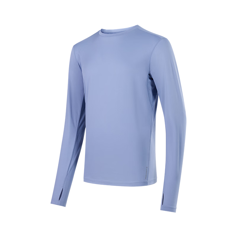 JD Original Autumn And Winter Men's Outdoor Hiking Ultra-Light Long-Sleeve Elastic Comfortable Fit Sweat-Wicking Quick-Dry Long T-Shirt, Misty Gray Blue, 3XL