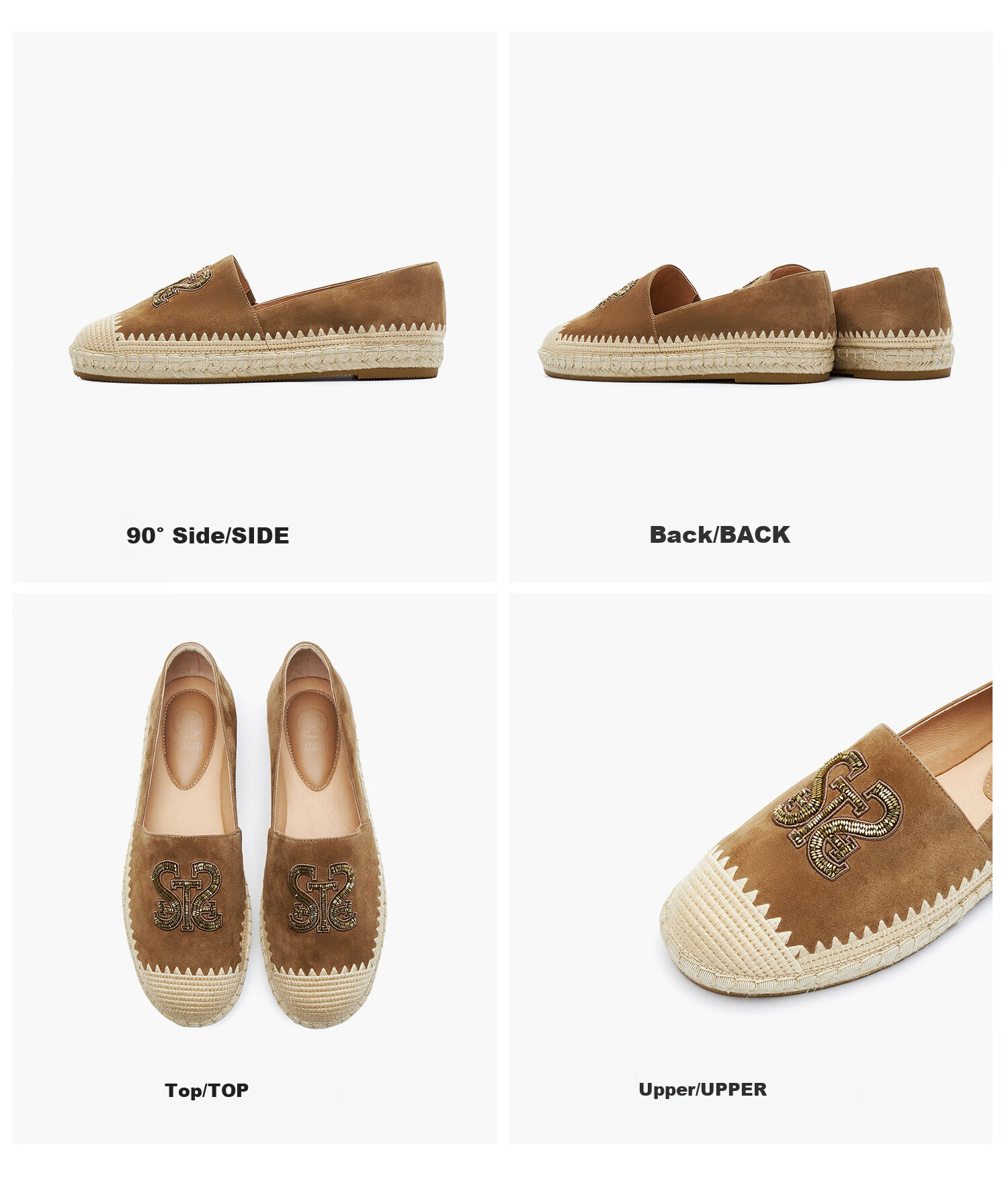 STACCATO Spring 2026 Small Gold Bar Malt Shoes, Fisherman Shoes, Slip-On Shoes, Women's Shoes, 9UA37AA6, Small Gold Bar, Size 34 22