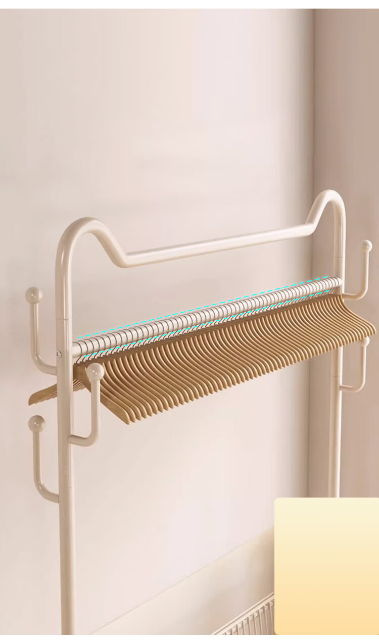 Yupin Floor-Standing Coat Rack, Movable Clothes Hanger And Storage Rack, YJ137, Cream White, 120cm 6
