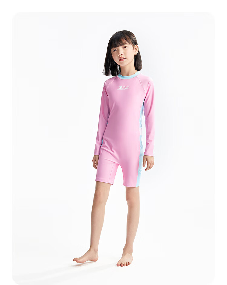 Annil Children's Clothing, Boys And Girls One-Piece Swimsuit, Long-Sleeve Shorts Set, 2025 Summer New Style, Elastic Waist, Form-Fitting 7