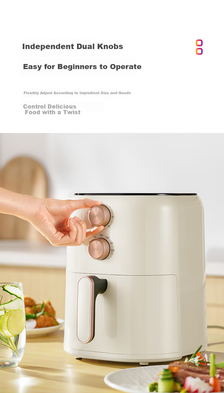 Hualing Midea Air Fryer with Dual Knobs, Large 5L Capacity for Home Use, No-Flip Steam Tender Roasting, Multifunctional Low-Fat Frying And Baking Oven WH-KZE5015 5