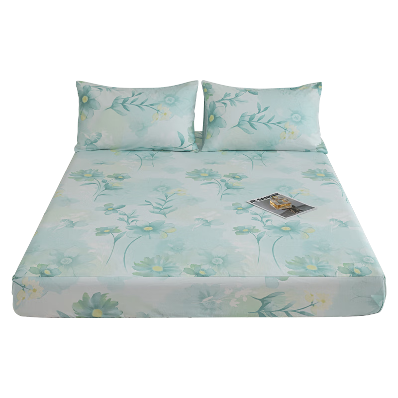 KING SHORE Class 7A Antibacterial 100% Pure Cotton Fitted Sheet, Single Piece, Solid Color, Adult Size, 150*200cm, Mantingfang