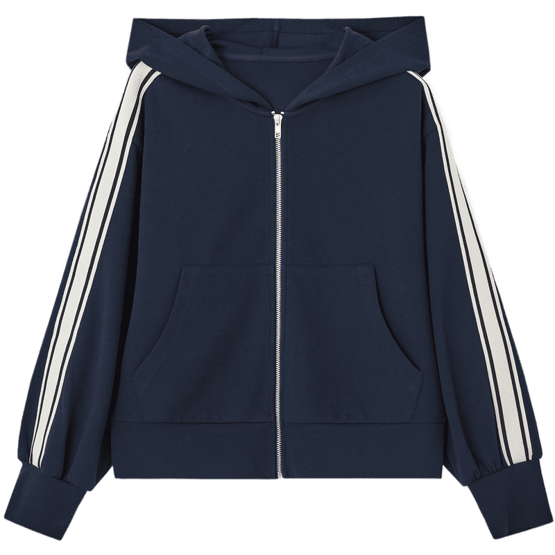 Dme [American Retro Style] Spring Academic Style Woven Strap Patchwork Casual Hooded Slimming Versatile Short Women's Jacket
