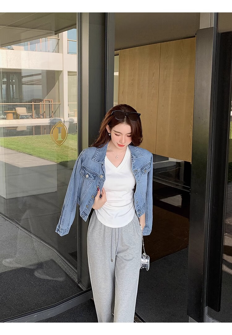 Woodpecker Women's V-Neck Short Sleeve T-Shirt 2025 New Spring Summer Slim Fit Waist Drawstring Casual Niche Top Black S 14