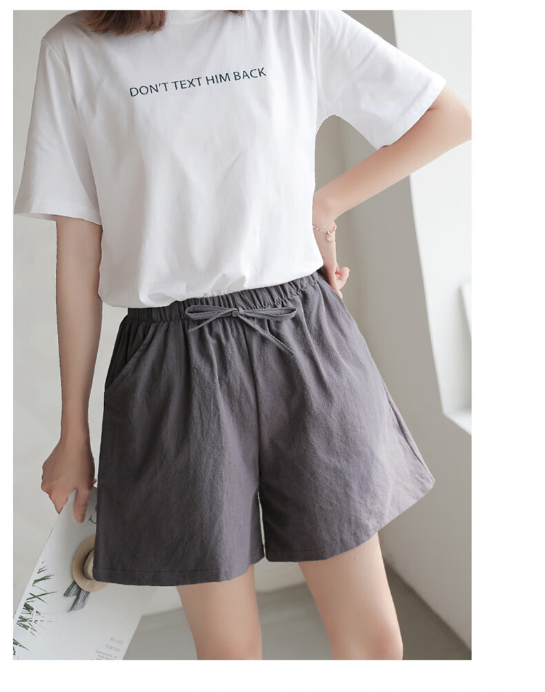 LangSha Cotton And Linen Shorts for Women, Summer A-Line Style, Plus Size, Sports Shorts, Versatile High-Waist Loose Casual Wide-Leg Hot Pants 17